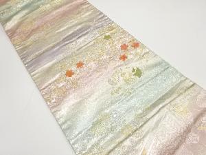 アンティーク 螺鈿 鳳凰に鴛鴦・桜模様織り出し袋帯(材料)